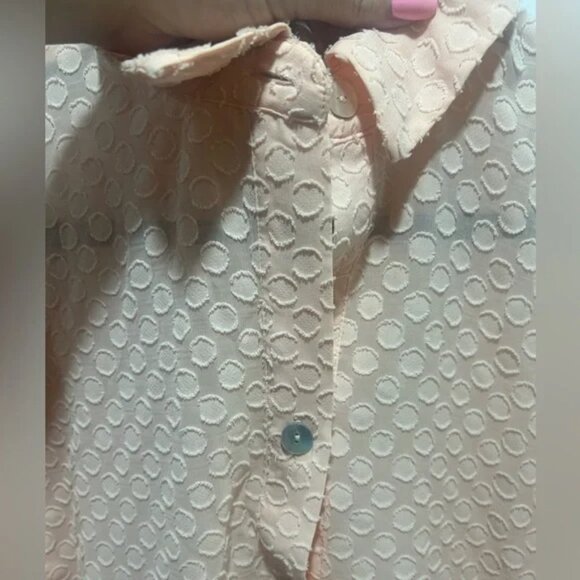 WYNNE LAYERS size M peach 3/4 sleeve popover tunic, light weight, relaxed fit - Picture 4 of 9